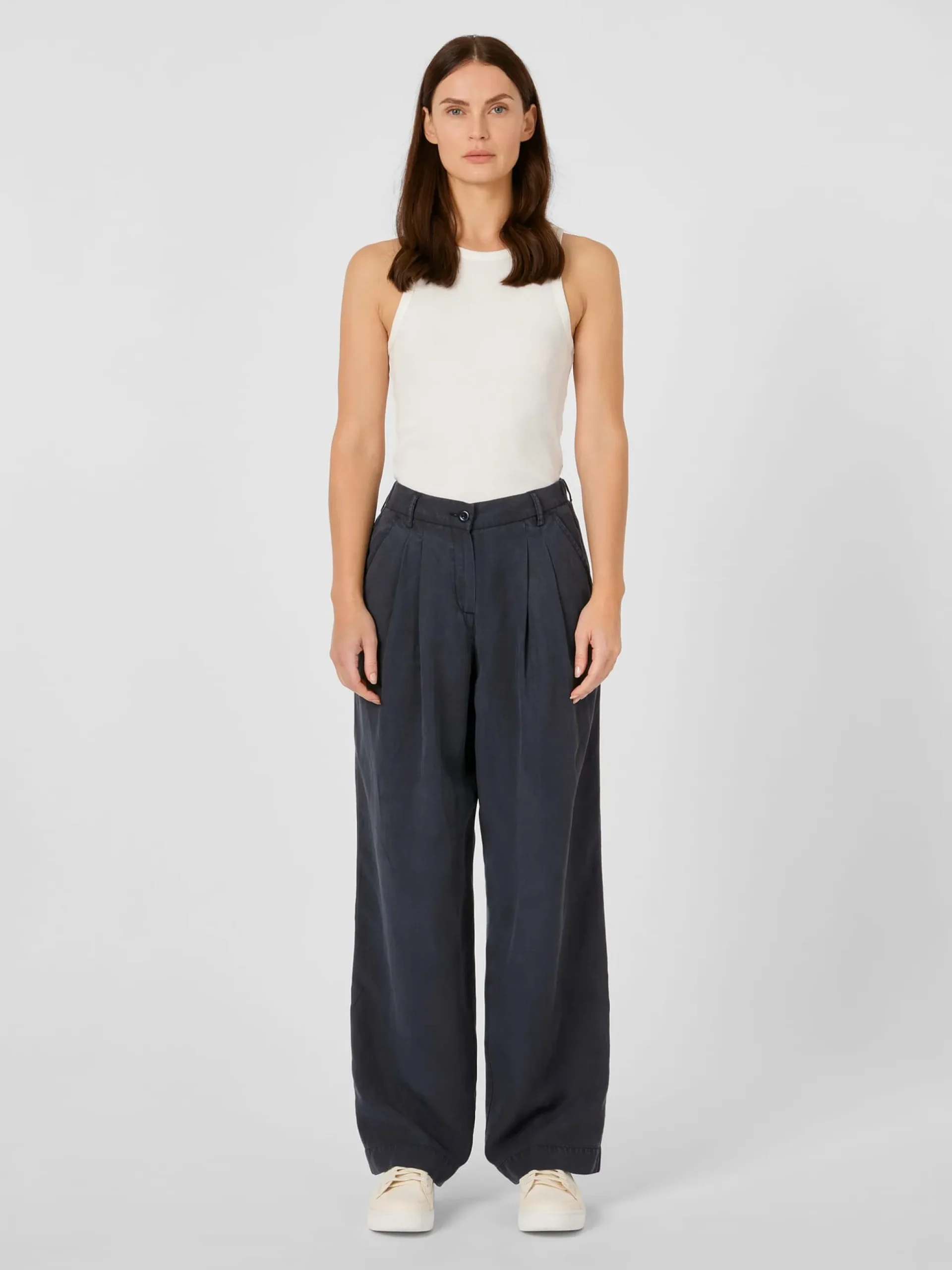 Damen-Bundfaltenhose Lyocell
