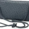 Damen-Handtasche geflochten, dunkelblau
