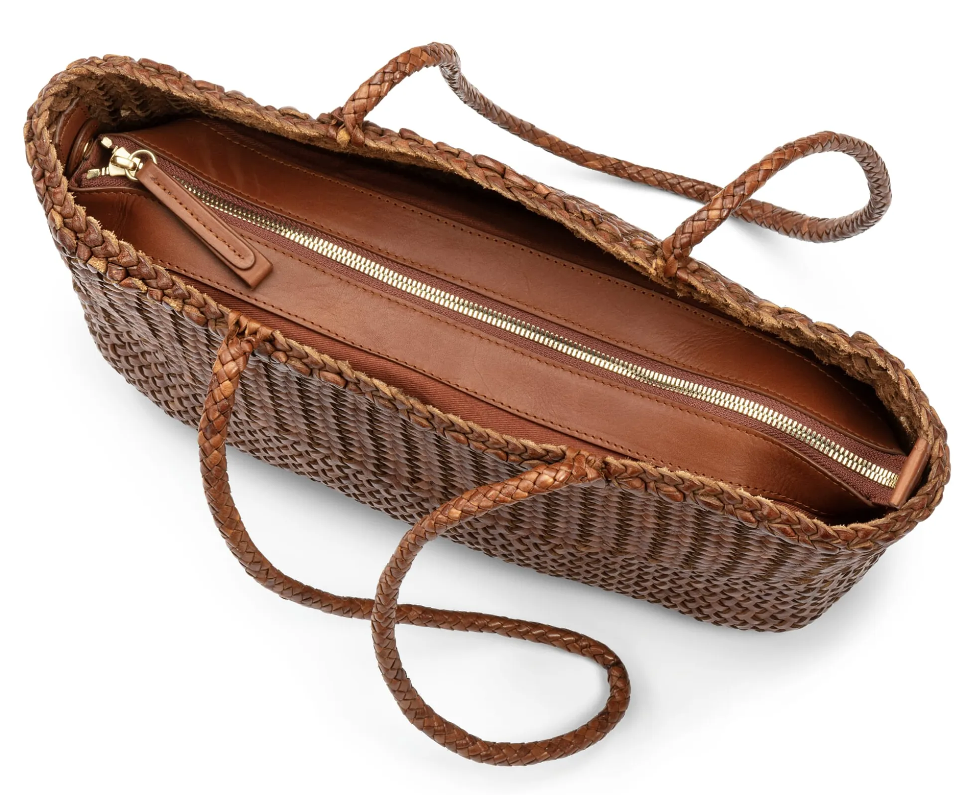 Damen-Ledershopper geflochten, Braun