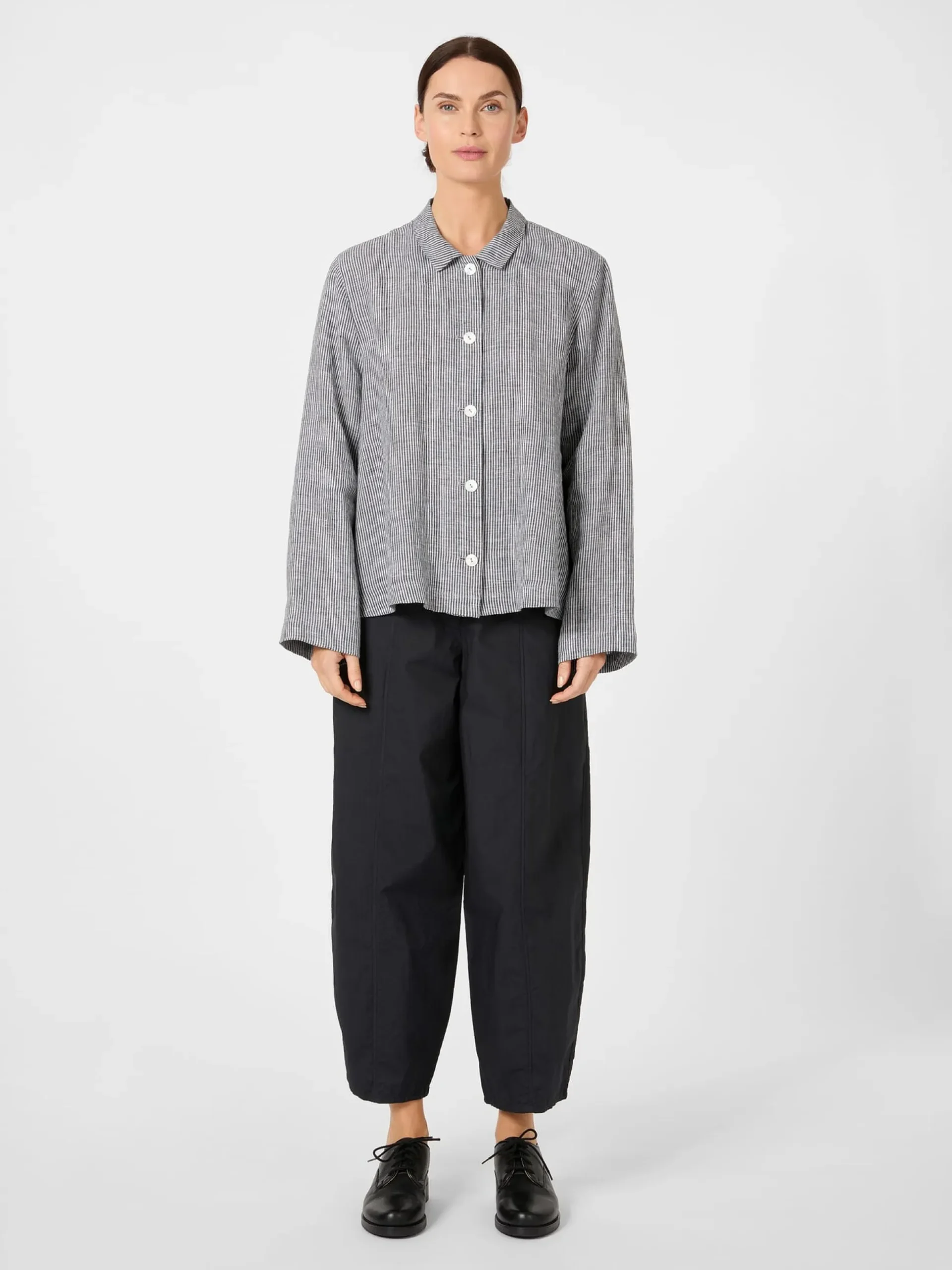 Damen-Leinenjacke gestreift