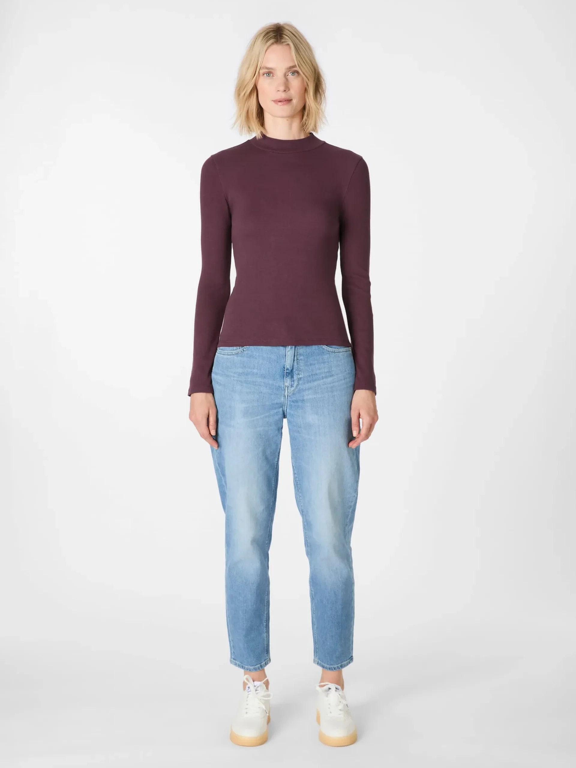 Damen-Rippenshirt Langarm
