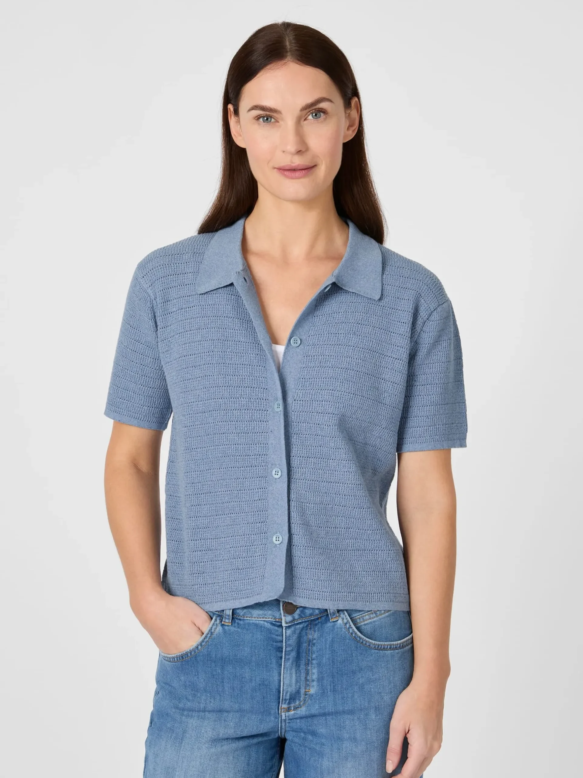 Damen-Strickpolo geknöpft