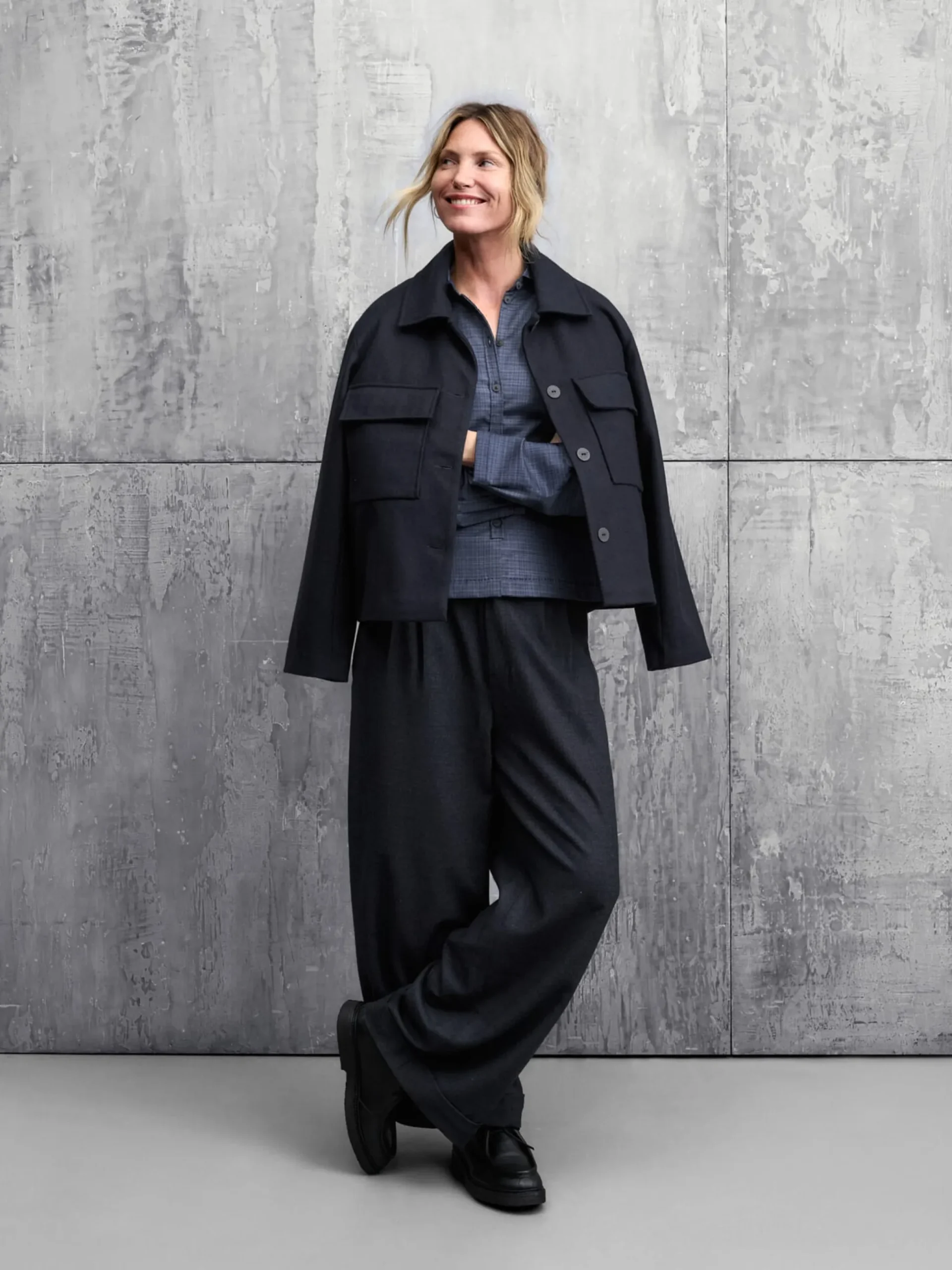 Damen-Wollbluse kariert