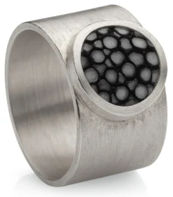 Fingerring Silber-Rochenleder breit
