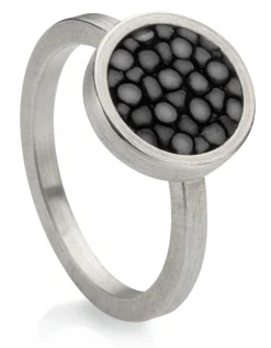 Fingerring Silber-Rochenleder schmal