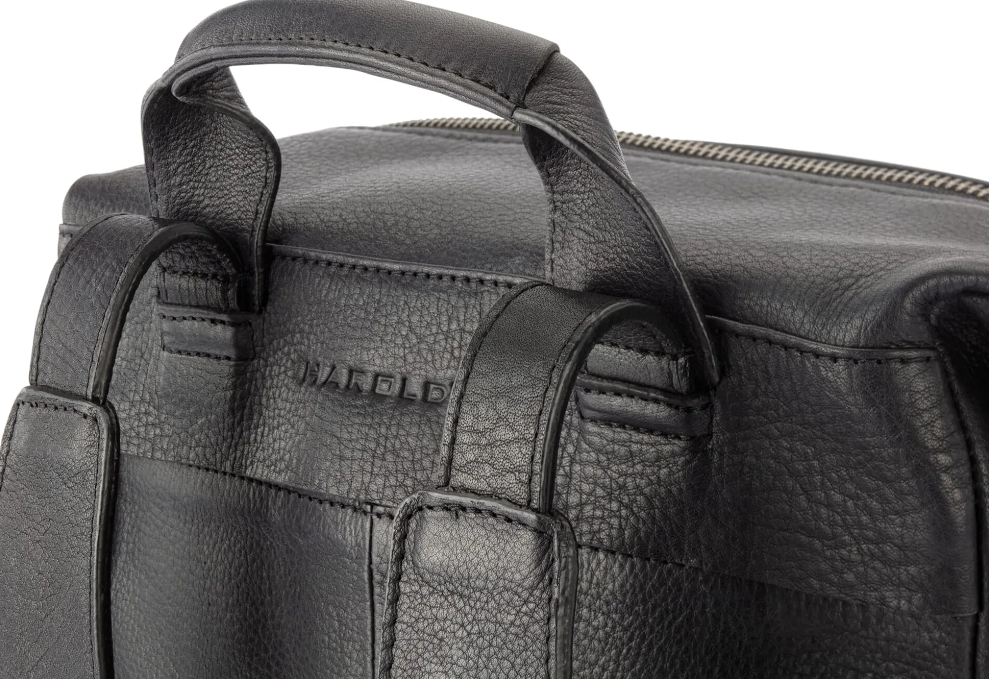 Laptop-Lederrucksack, schwarz