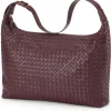 Lederhandtasche geflochten, weinrot