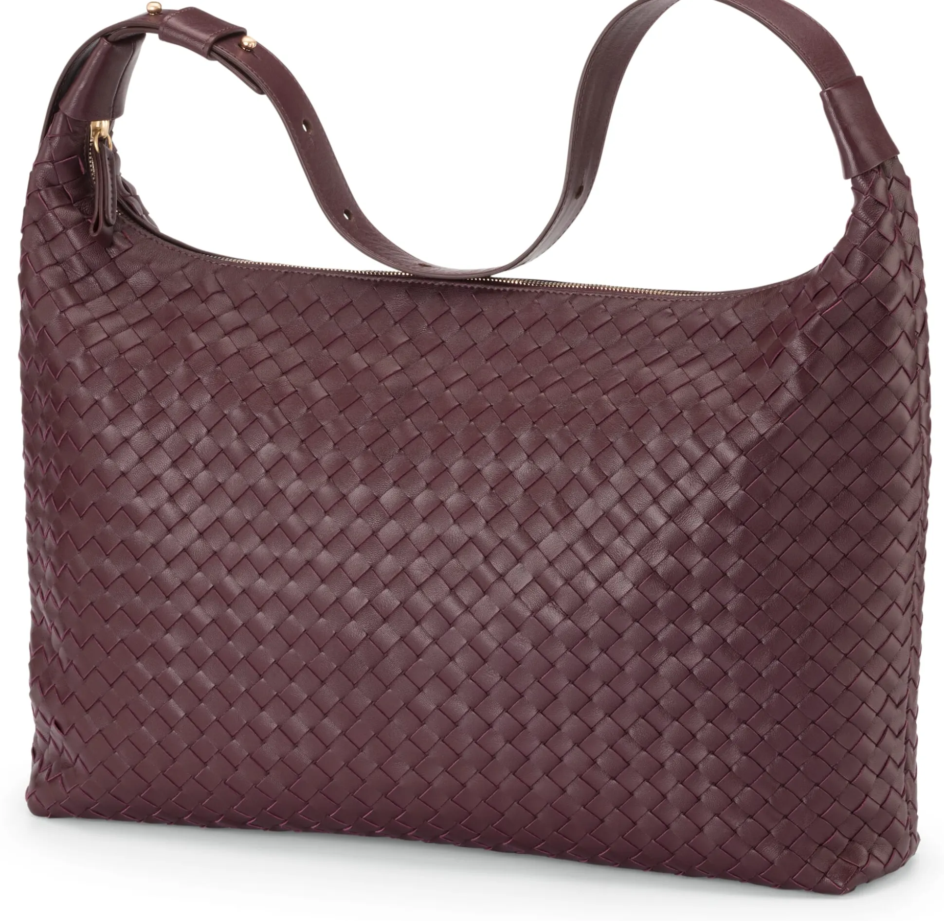 Lederhandtasche geflochten, weinrot