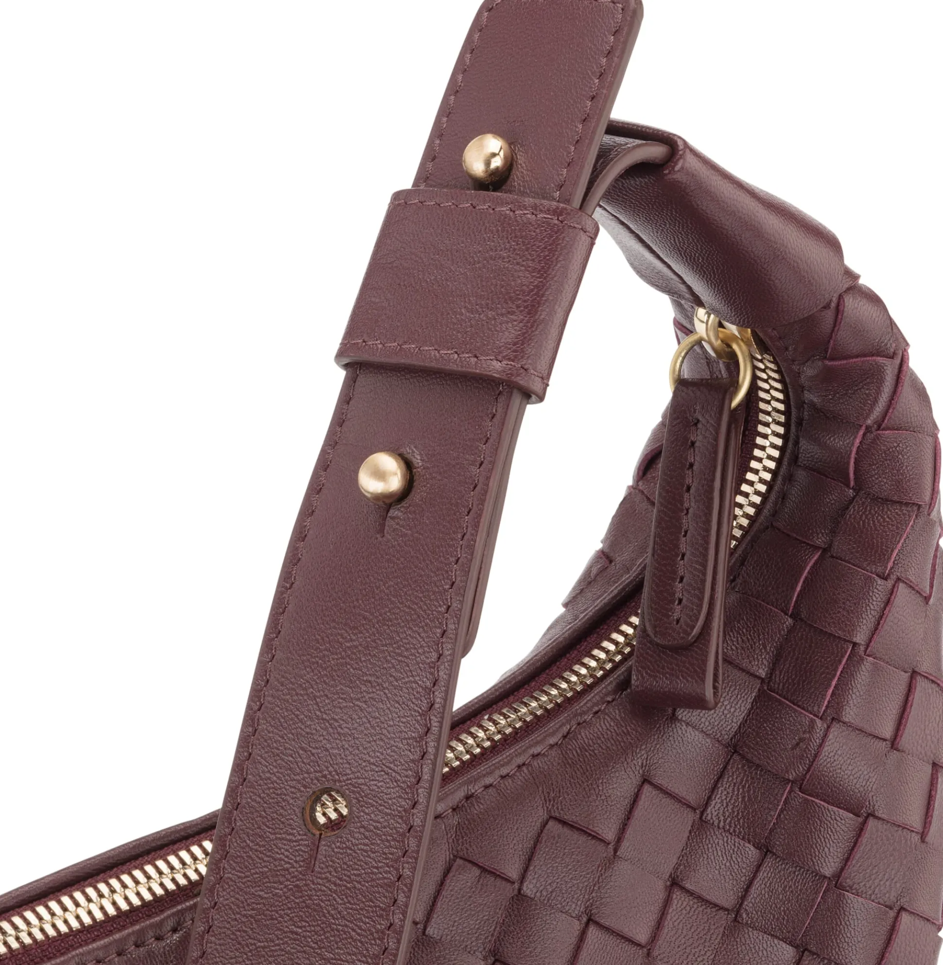 Lederhandtasche geflochten, weinrot