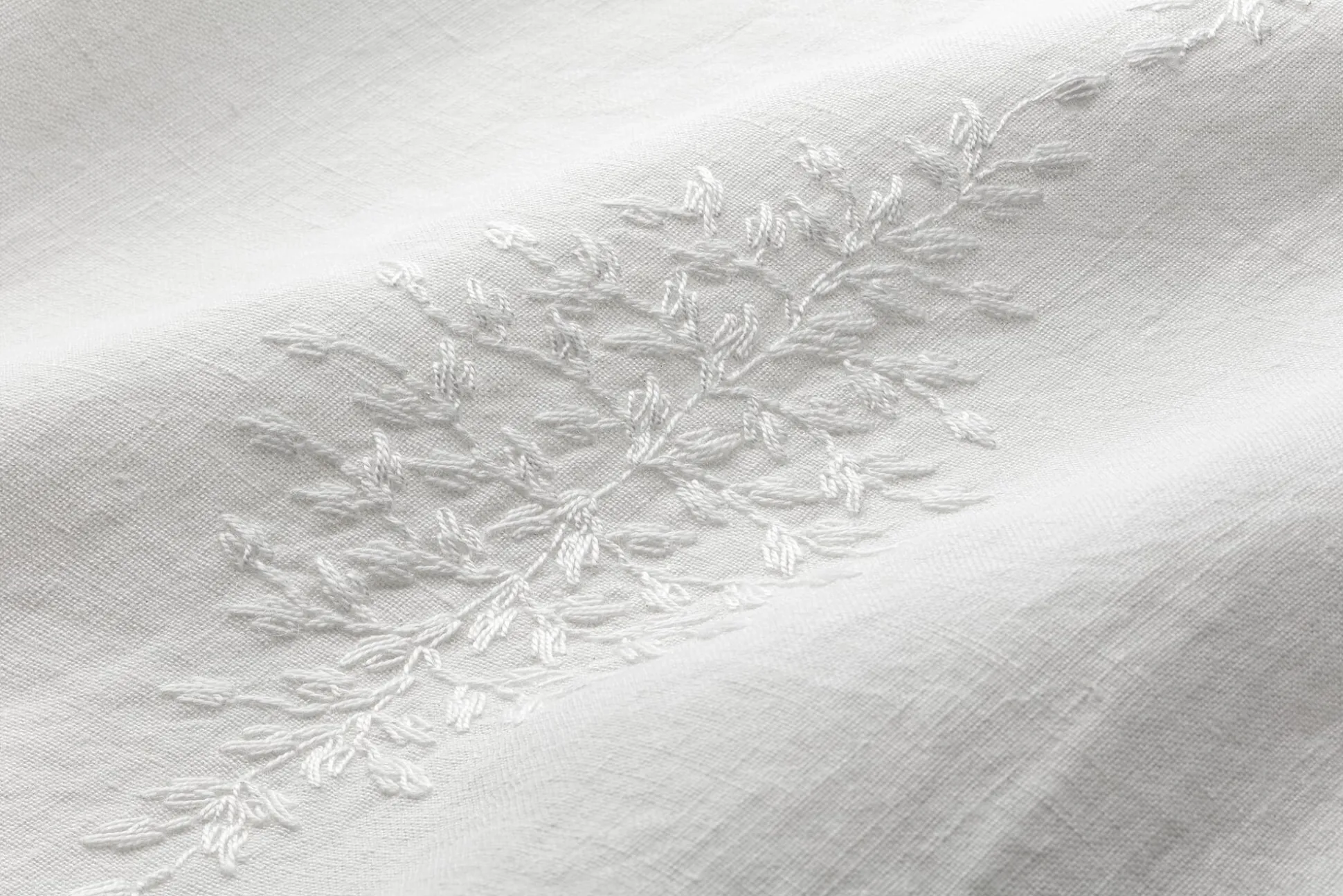 Tischdecke Leinen Blätterranke