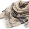 Unisex-Kaschmirtuch kariert, Creme