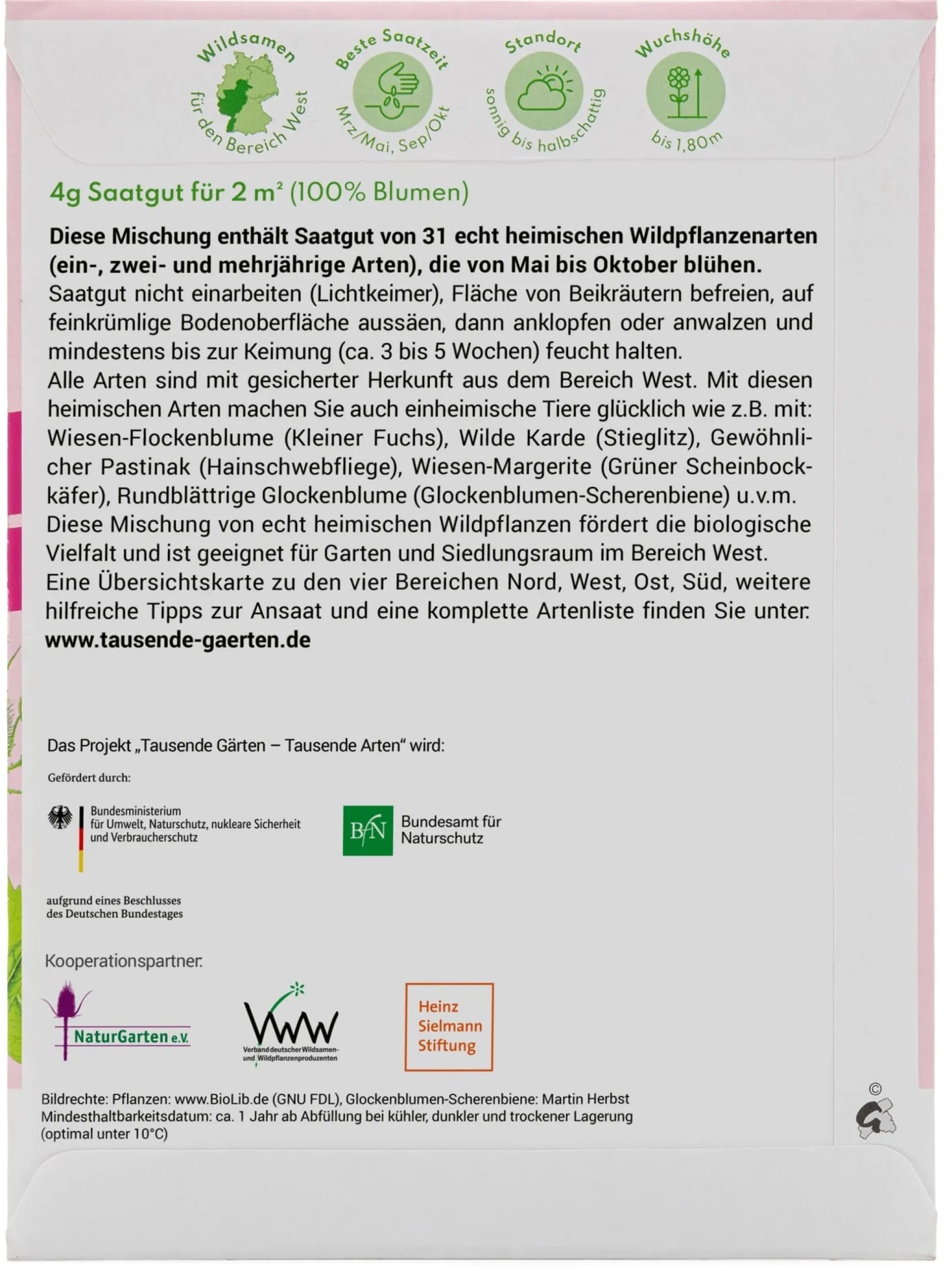 Wildblumen für Balkon und Garten gebietsheimisch