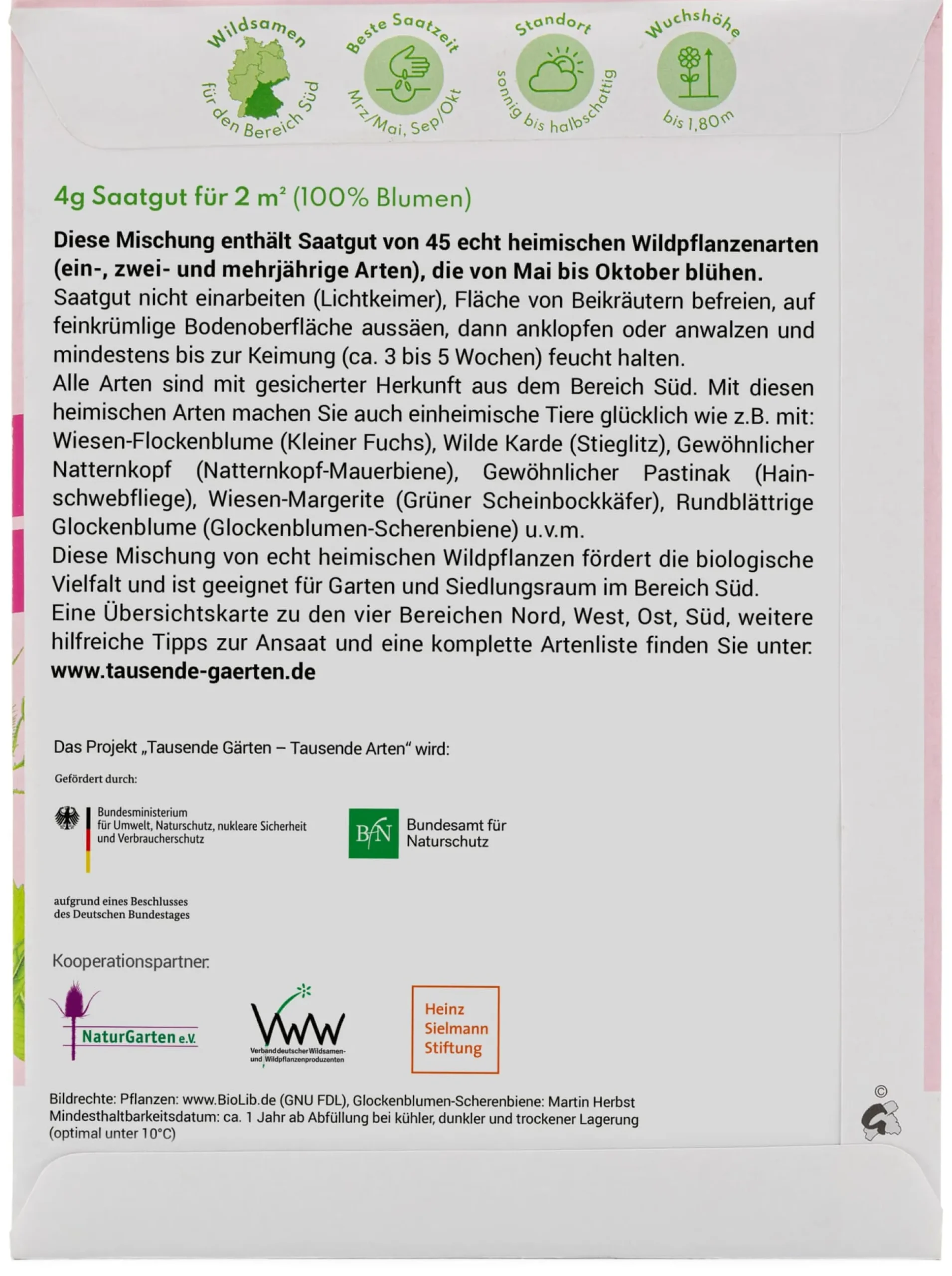 Wildblumen für Balkon und Garten gebietsheimisch